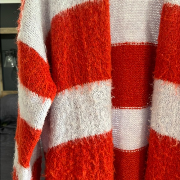 Free People Red and White Striped Cardigan Sweater - Picture 4 of 4